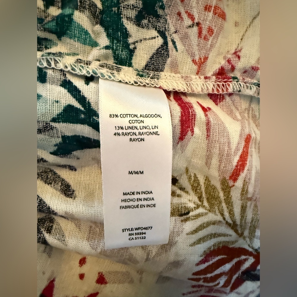 Beach Lunch Lounge Cotton Linen Blend Dress Size Medium - Picture 5 of 10